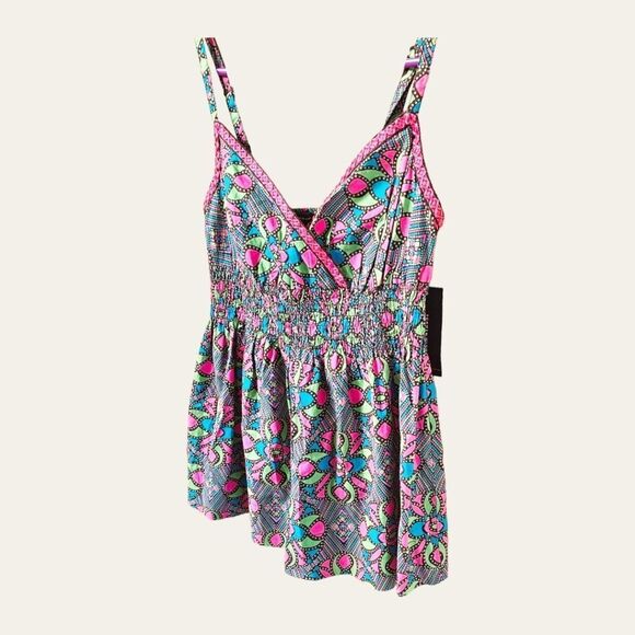 TOMMY HILFIGERโMulti  Color Floral Print Pink Embroidery Sleeveless Tank Top L - Picture 4 of 15